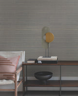 Ronald Redding Abaca Weave Charcoal Grey Wallpaper