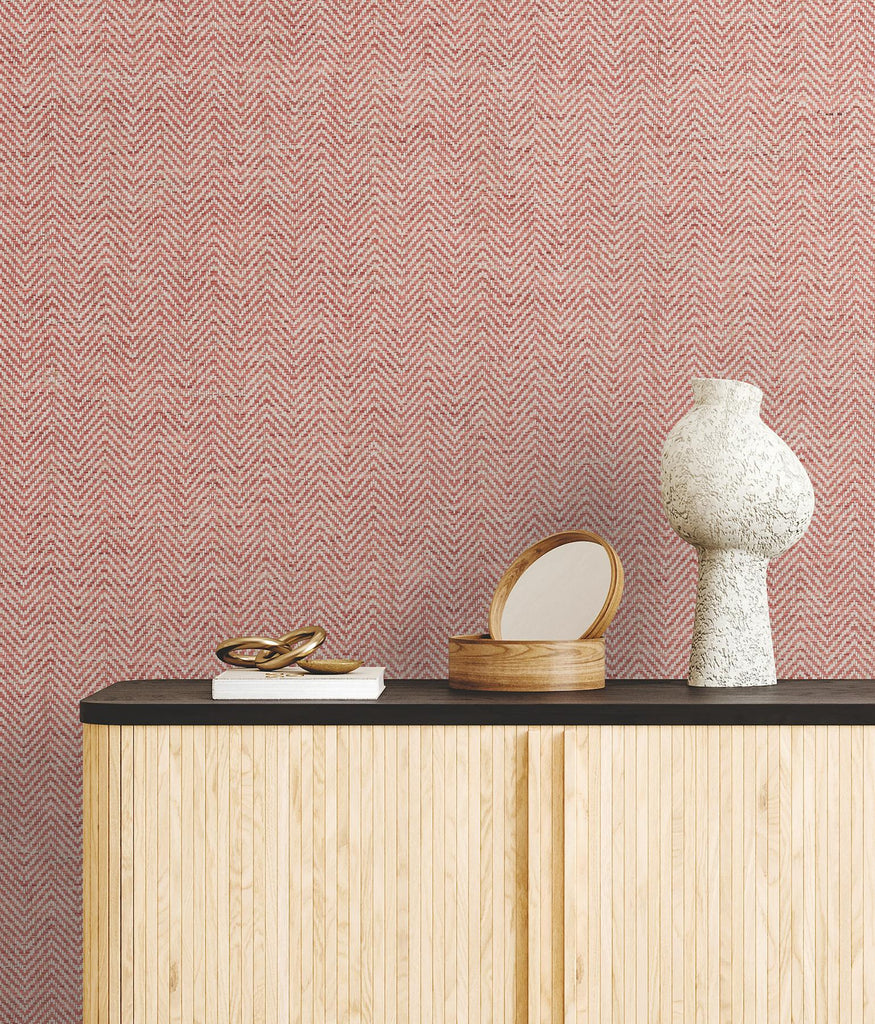 Ronald Redding Tailored Weave Red Red Wallpaper