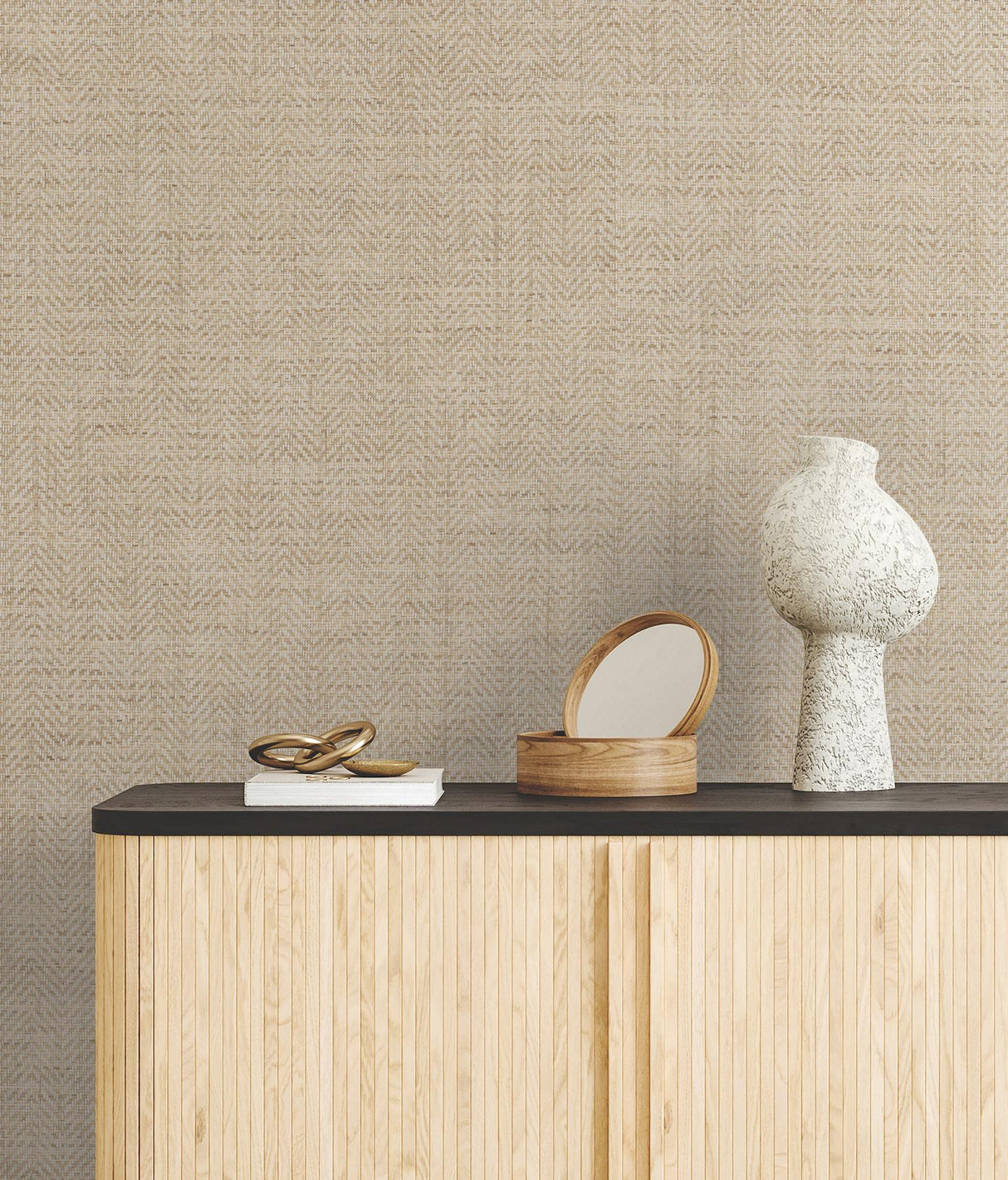 Ronald Redding Tailored Weave Camel Beige Wallpaper