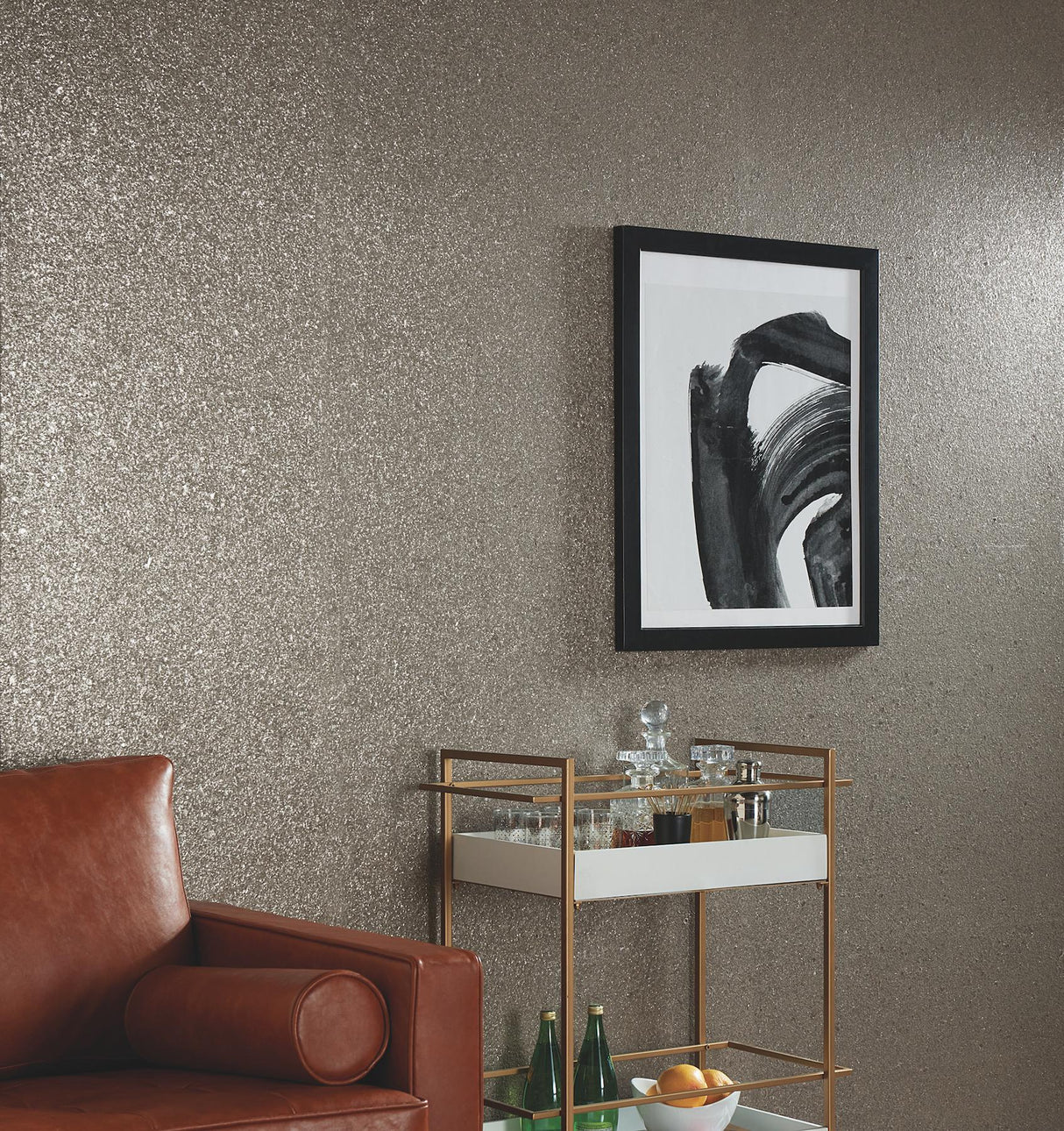 Ronald Redding Brilliant Mica Graphite Grey Wallpaper