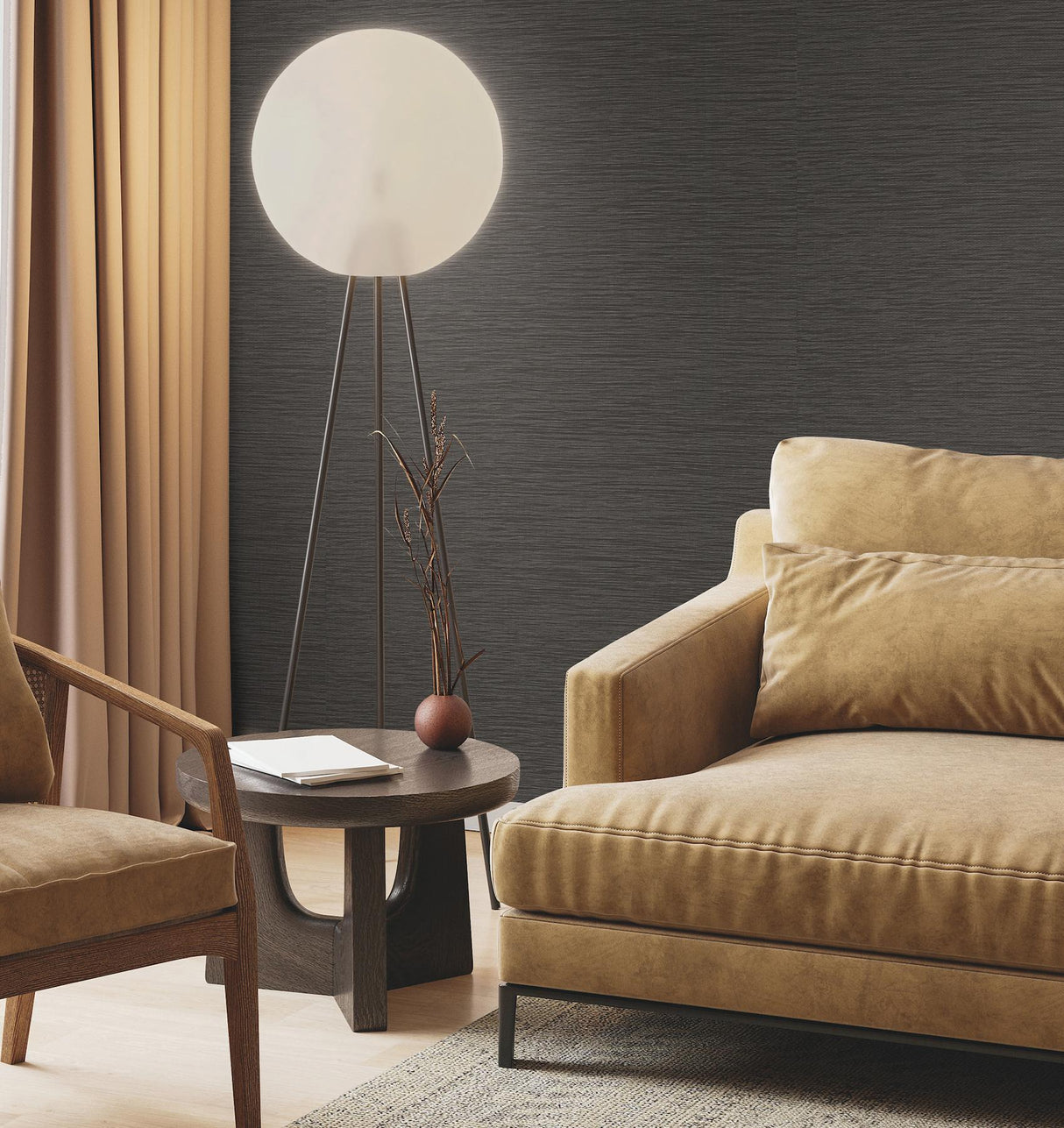 Ronald Redding Horizon Paperweave Black Black Wallpaper