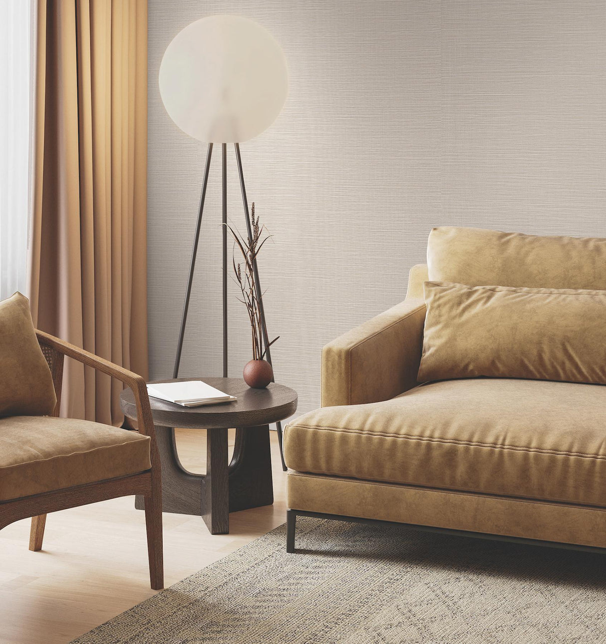 Ronald Redding Horizon Paperweave Warm Neutral Beige Wallpaper