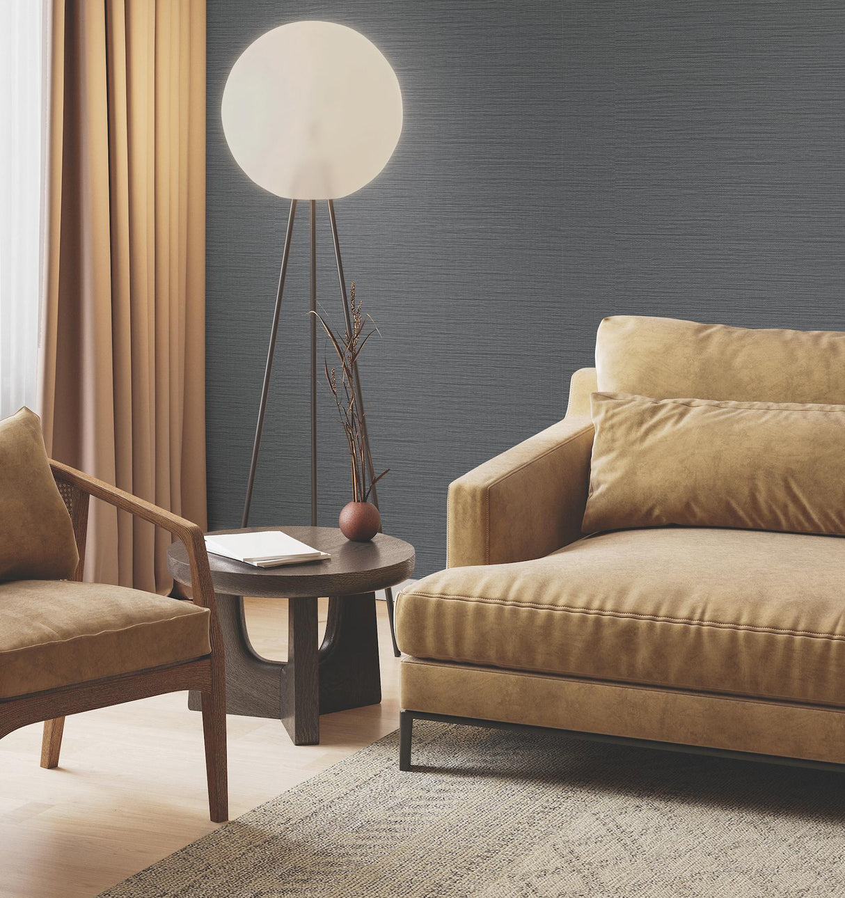 Ronald Redding Horizon Paperweave Navy Blue Wallpaper