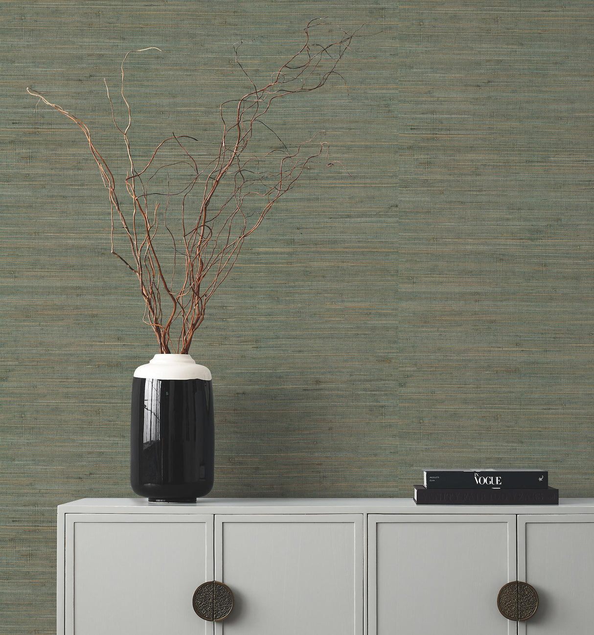 Ronald Redding Knotted Grass Spruce Green Wallpaper