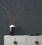Ronald Redding Hyacinth Leaf Navy Black Wallpaper