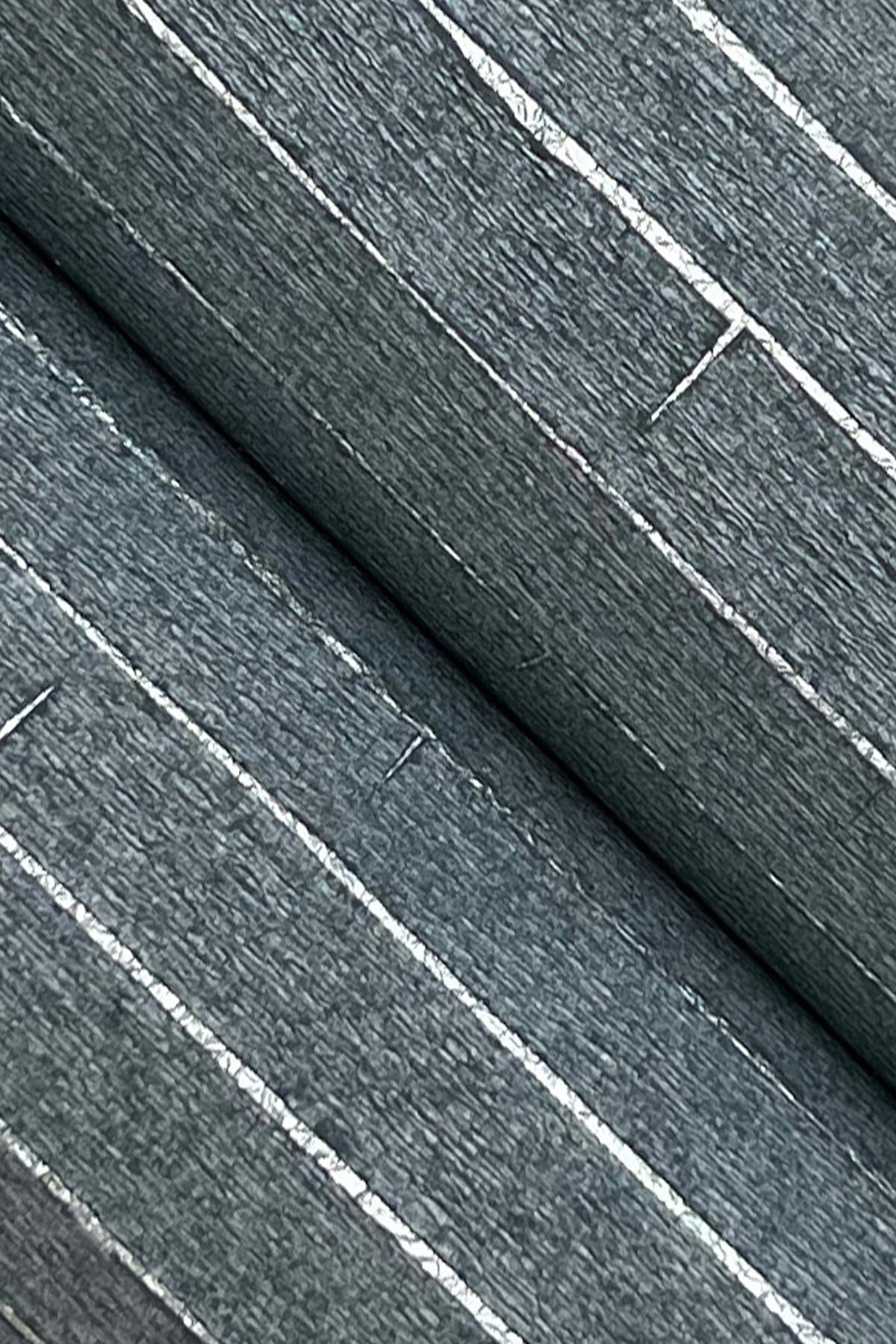 Ronald Redding Handcrafted Shimmering Paper Denim Blue Wallpaper