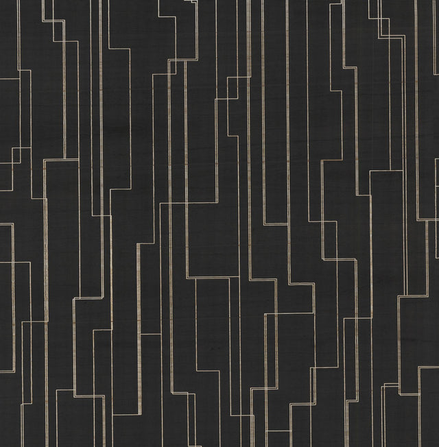Ronald Redding Inlay Line Black Black Wallpaper
