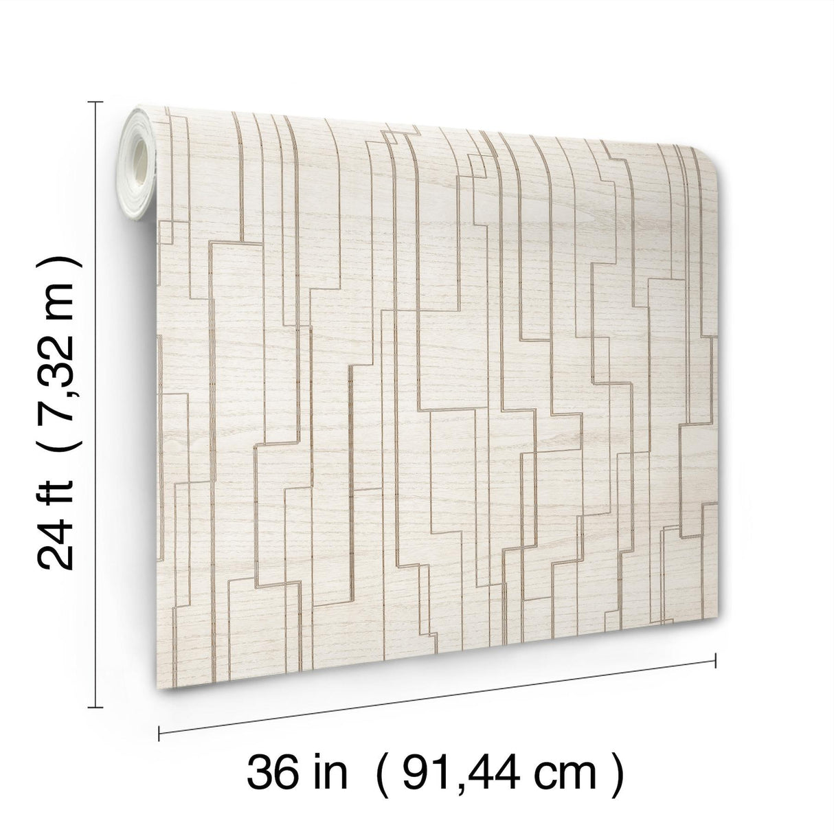 Ronald Redding Inlay Line White White Wallpaper