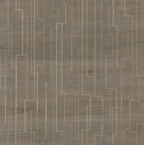 Ronald Redding Inlay Line Mink Brown Wallpaper