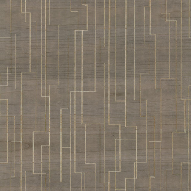 Ronald Redding Inlay Line Mink Brown Wallpaper