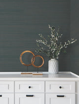 Ronald Redding Modern Abaca Peacock Blue Wallpaper