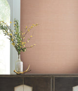 Ronald Redding Delicate Abaca Brick Red Wallpaper