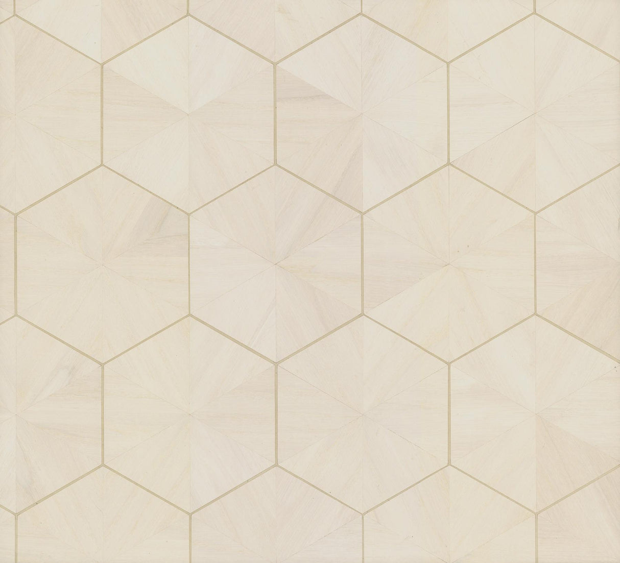 Ronald Redding Hexagram Wood Veneer Ivory Ivory Wallpaper