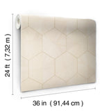 Ronald Redding Hexagram Wood Veneer Ivory Ivory Wallpaper