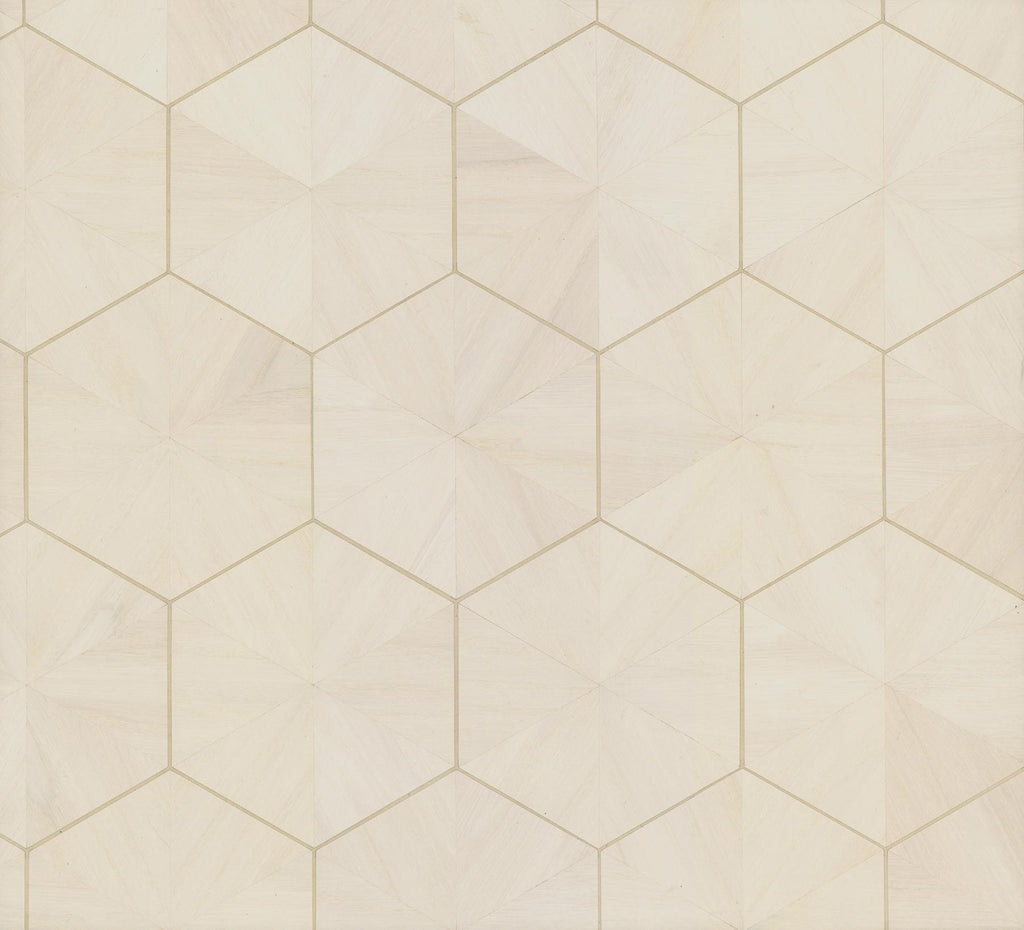 Ronald Redding Hexagram Wood Veneer Ivory Ivory Wallpaper