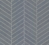 Ronald Redding Atelier Herringbone Steel Blue Blue Wallpaper