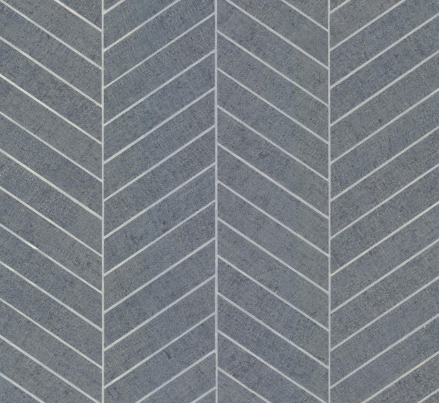 Ronald Redding Atelier Herringbone Steel Blue Blue Wallpaper