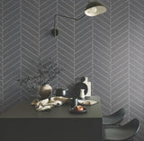 Ronald Redding Atelier Herringbone Steel Blue Blue Wallpaper