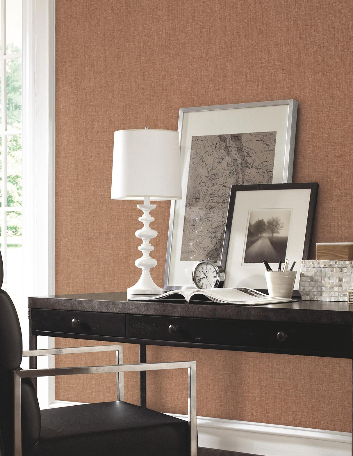 York Wallcoverings Berwick Chestnut Orange Wallpaper