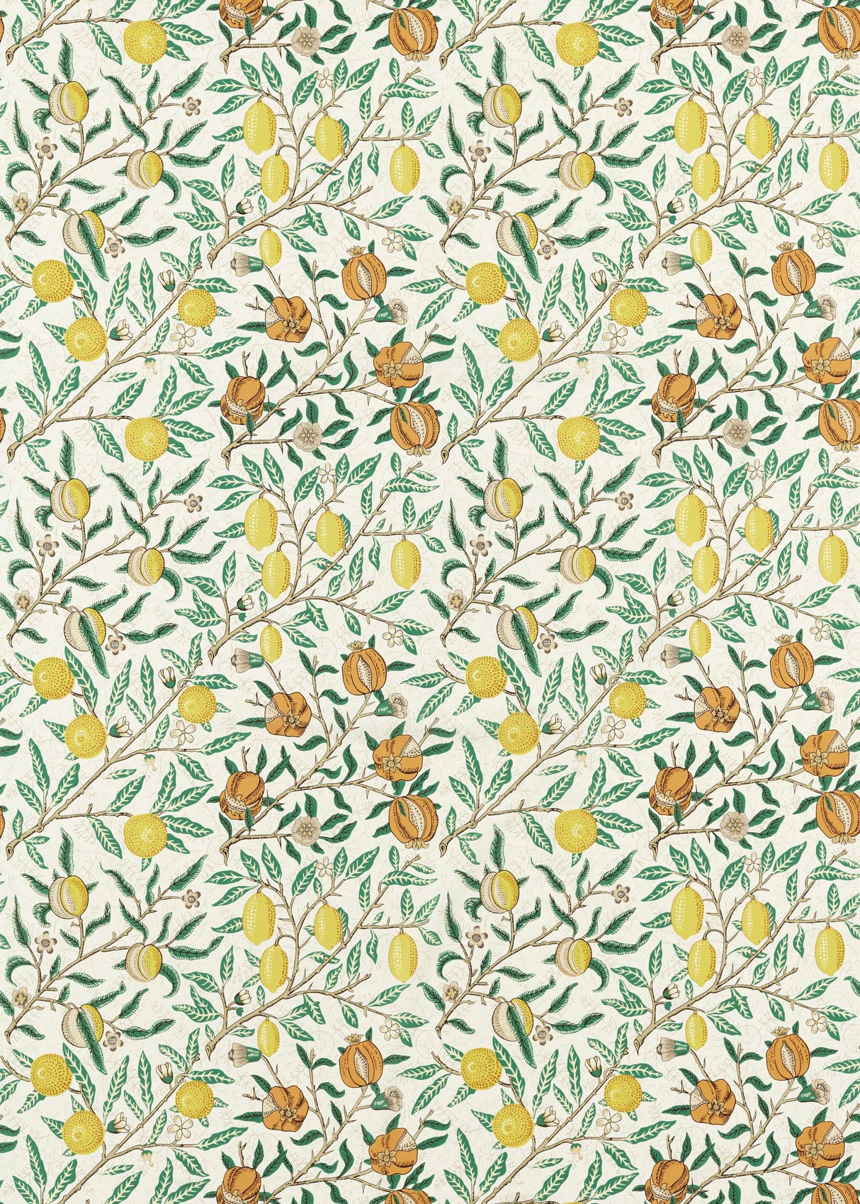 Morris & Co Sap Green/Tangerine Bedford Park Fabrics Fabric