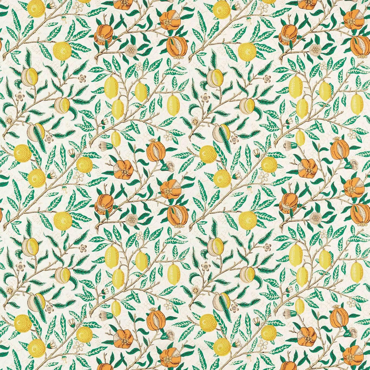 Morris & Co Fruit Sap Green/Tangerine Fabric