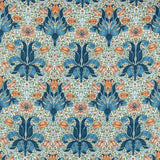 Morris & Co Spring Thicket Paradise Blue/Peach Fabric