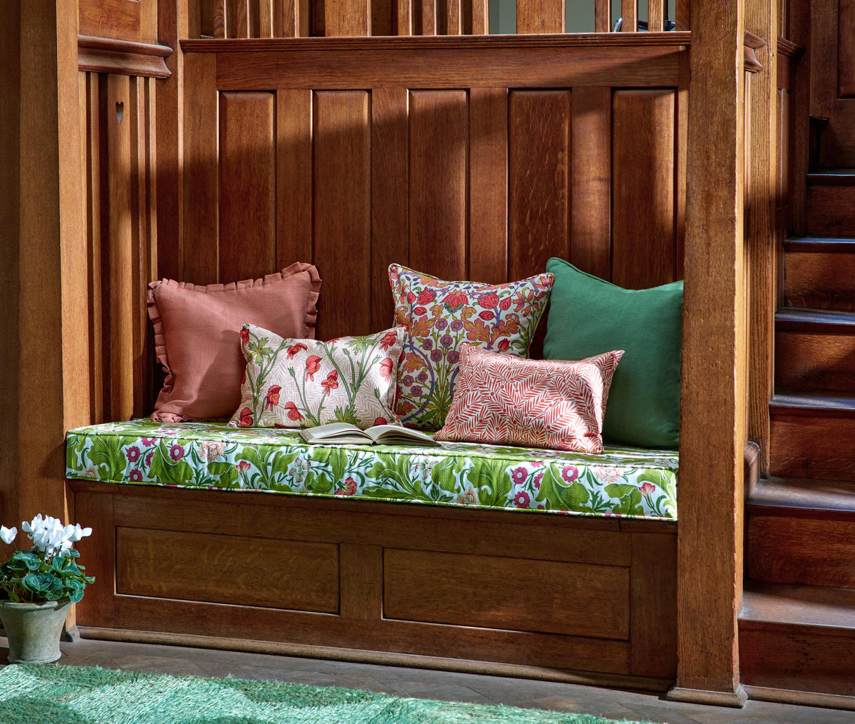 Morris & Co Sour Green/Plum Bedford Park Fabrics Fabric