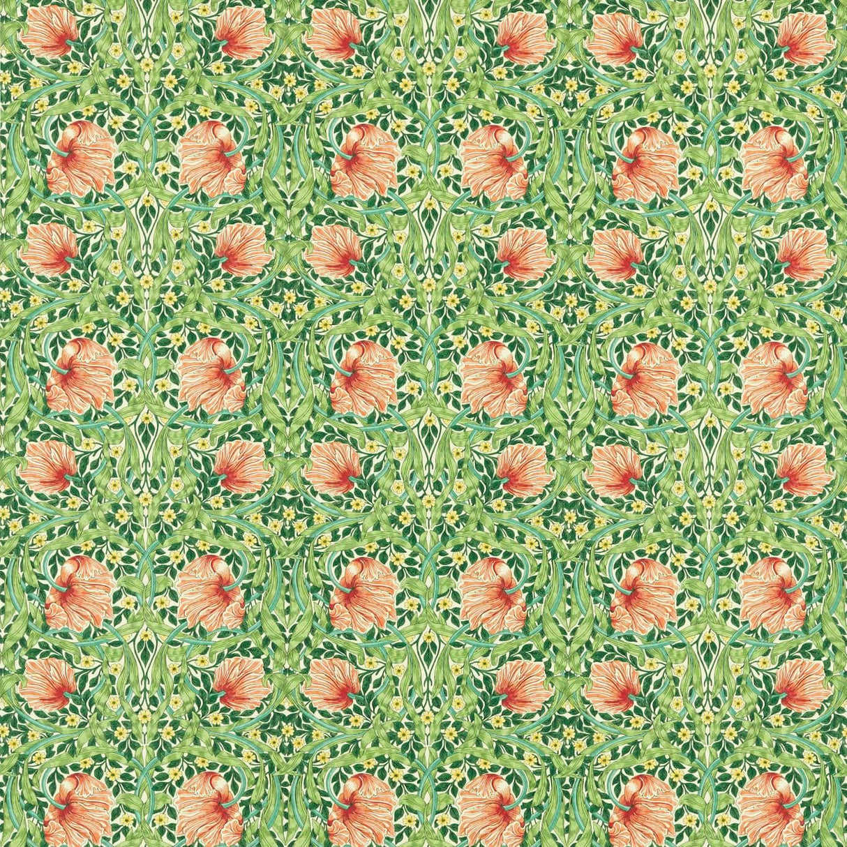 Morris & Co Pimpernel Shamrock/Watermelon Fabric