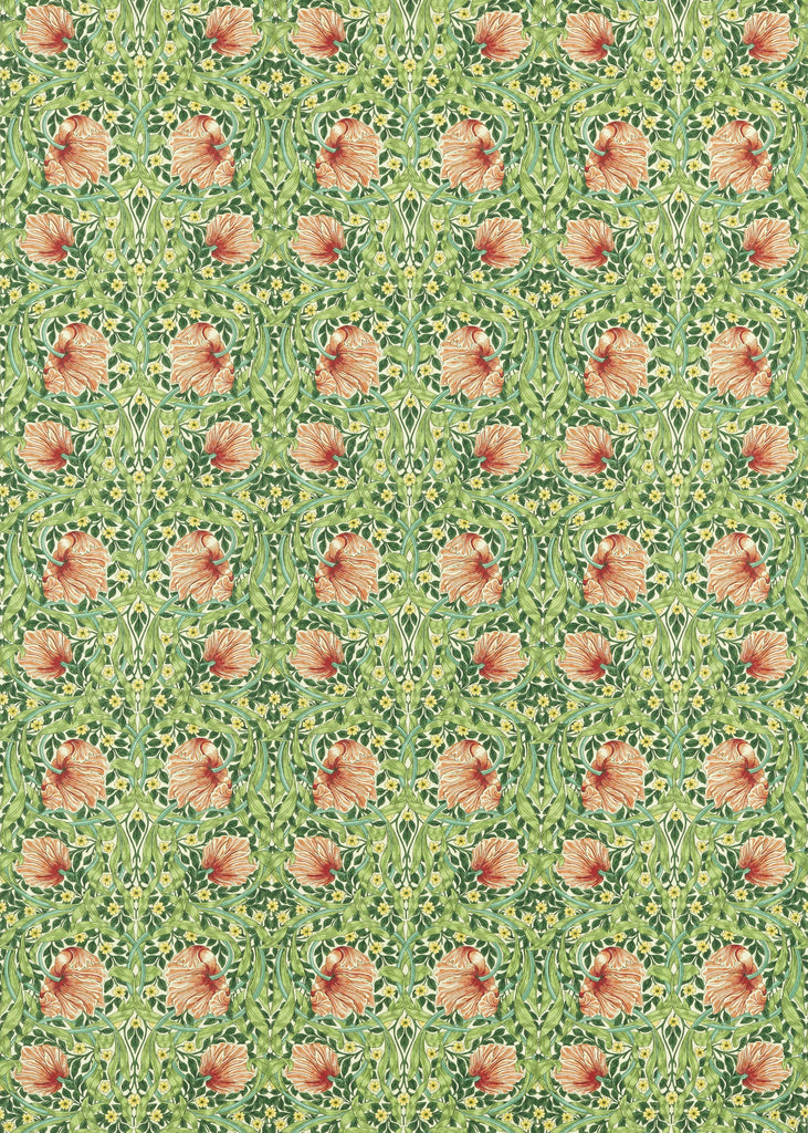 Morris & Co Pimpernel Shamrock/Watermelon Fabric