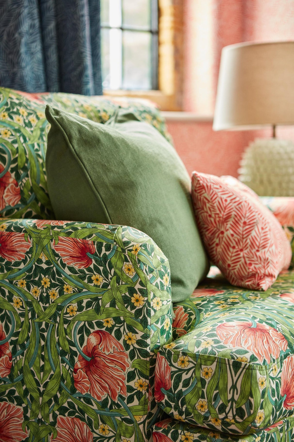 Morris & Co Shamrock/Watermelon Bedford Park Fabrics Fabric