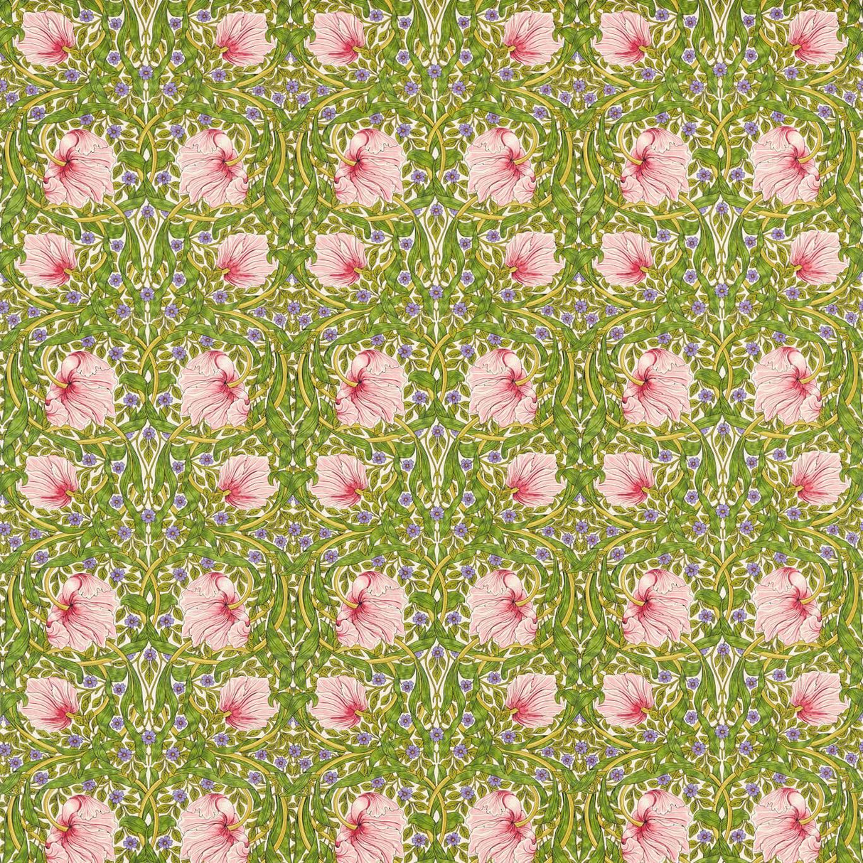 Morris & Co Pimpernel Sap Green/Strawberry Fabric
