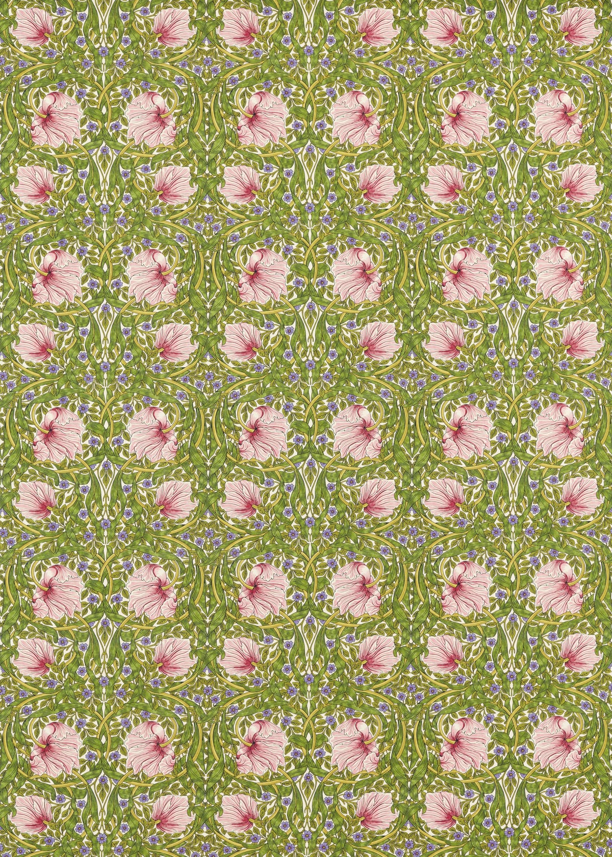 Morris & Co Sap Green/Strawberry Bedford Park Fabrics Fabric