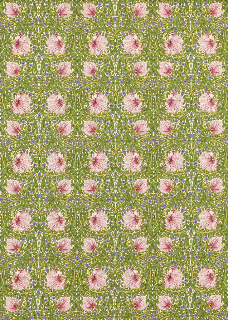 Morris & Co Sap Green/Strawberry Bedford Park Fabrics Fabric