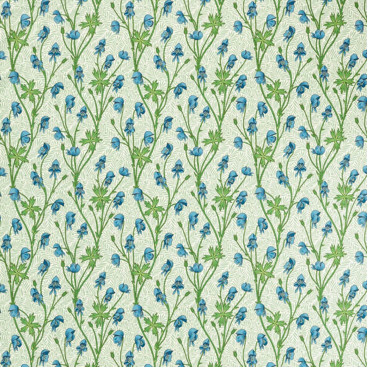 Morris & Co Monkshood Cobalt/Goblin Green Fabric