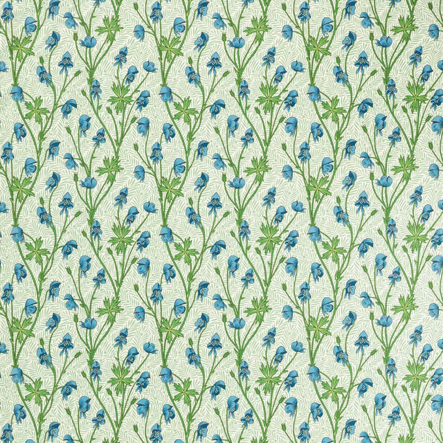 Morris & Co Monkshood Cobalt/Goblin Green Fabric