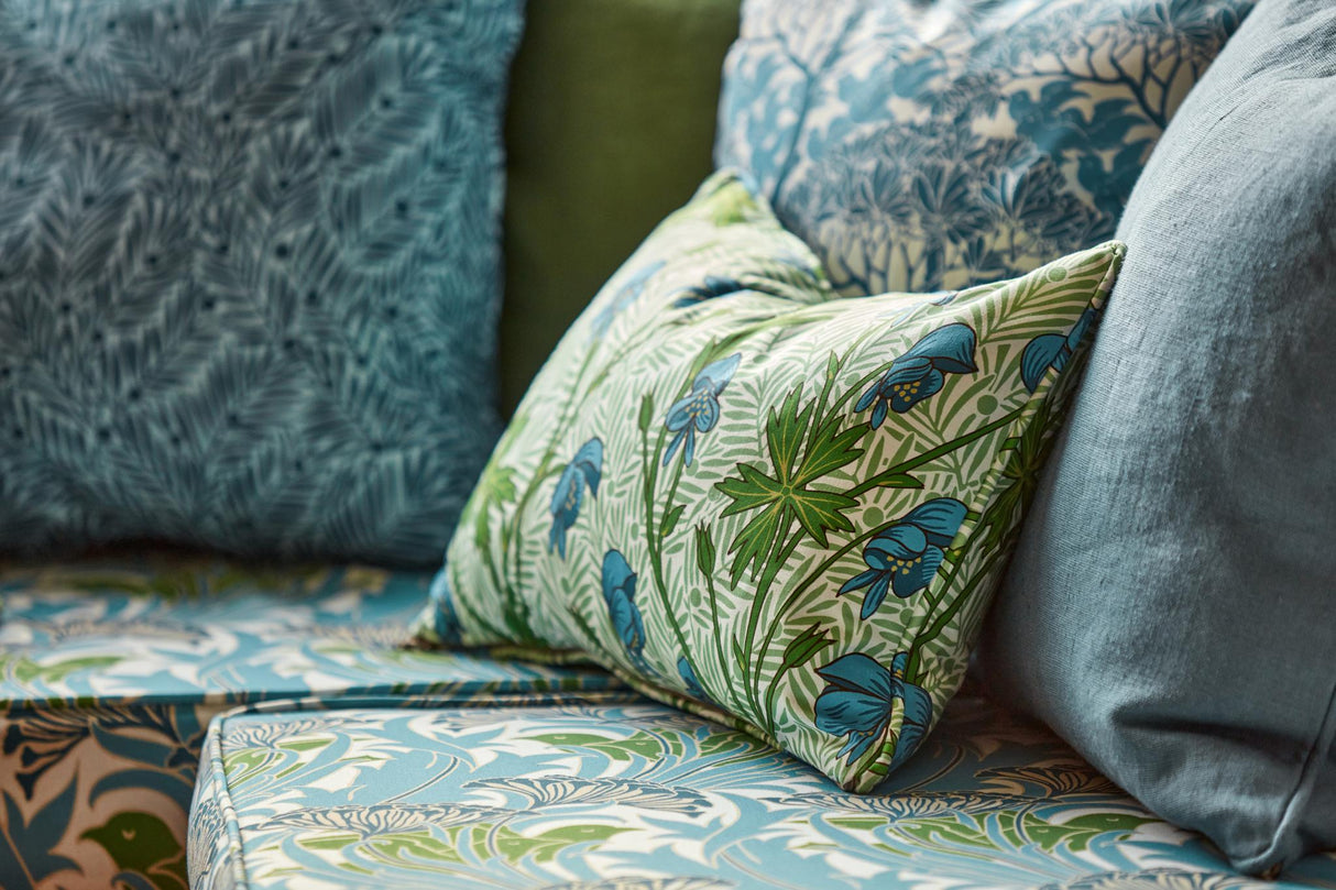 Morris & Co Cobalt/Goblin Green Bedford Park Fabrics Fabric