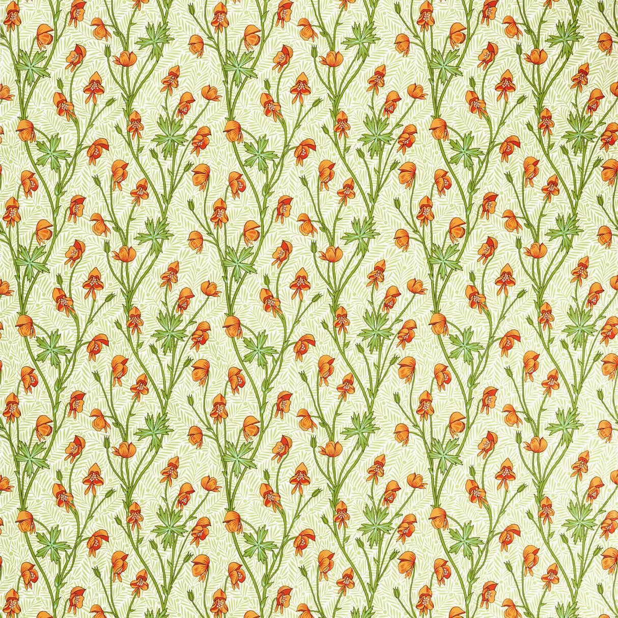 Morris & Co Monkshood Tangerine/Sage Fabric