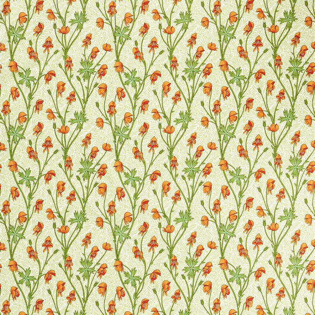 Morris & Co Monkshood Tangerine/Sage Fabric