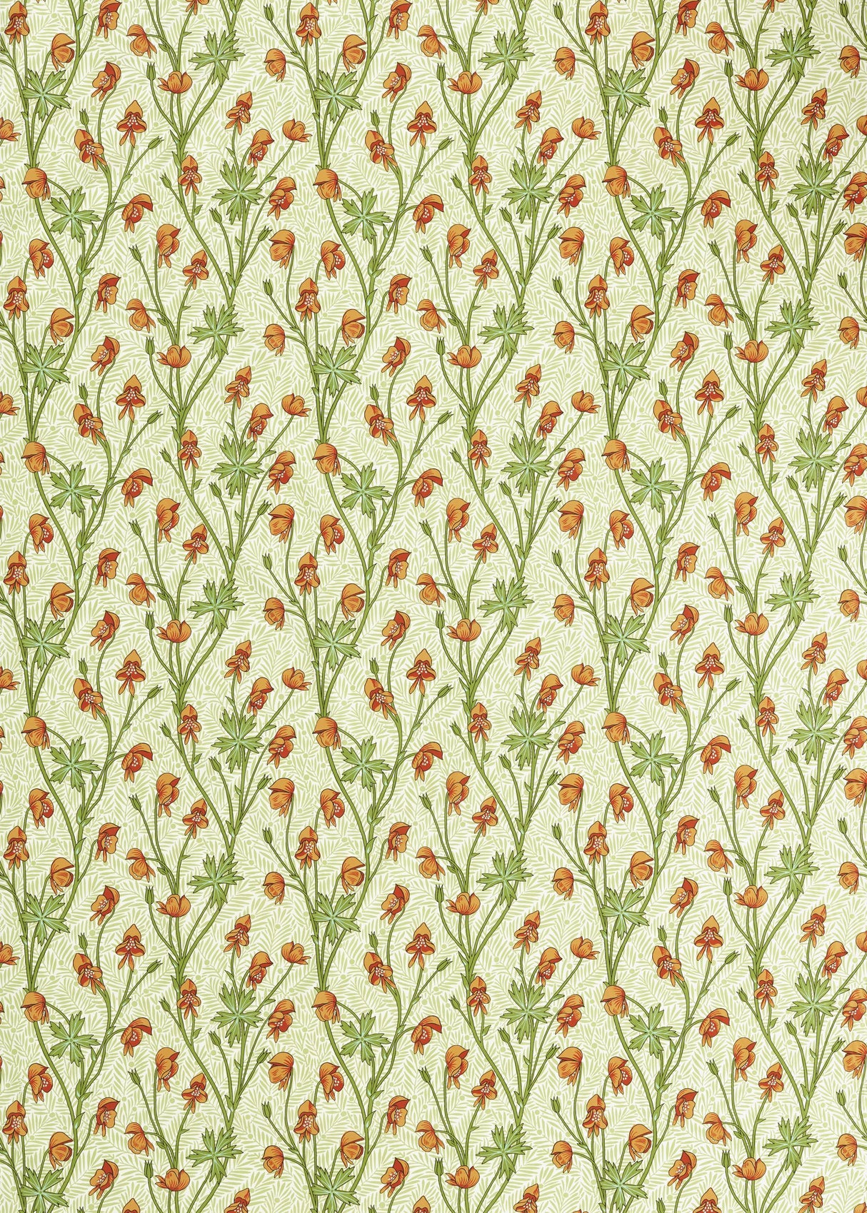 Morris & Co Tangerine/Sage Bedford Park Fabrics Fabric