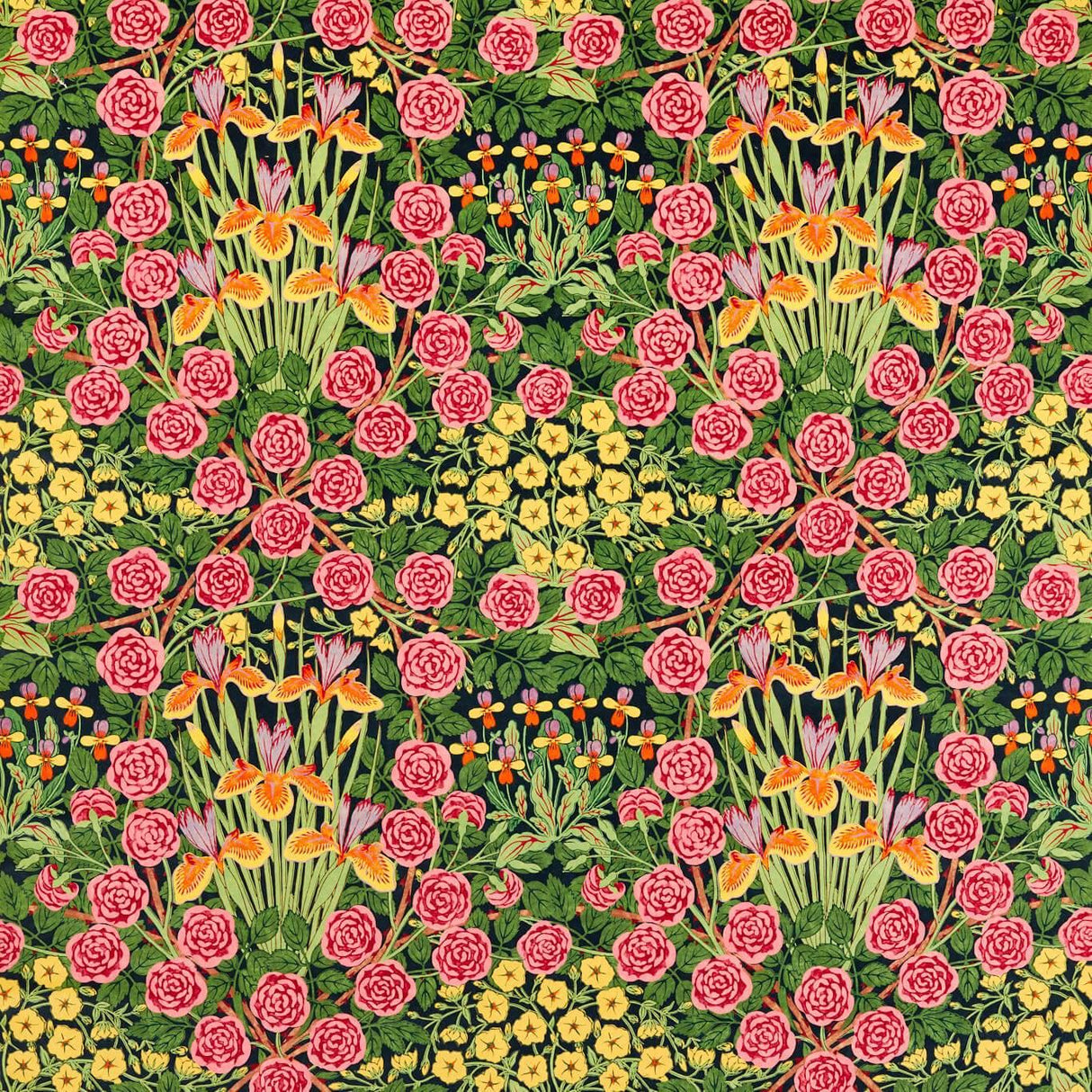 Morris & Co Campanula Sunburst/Ebony Fabric