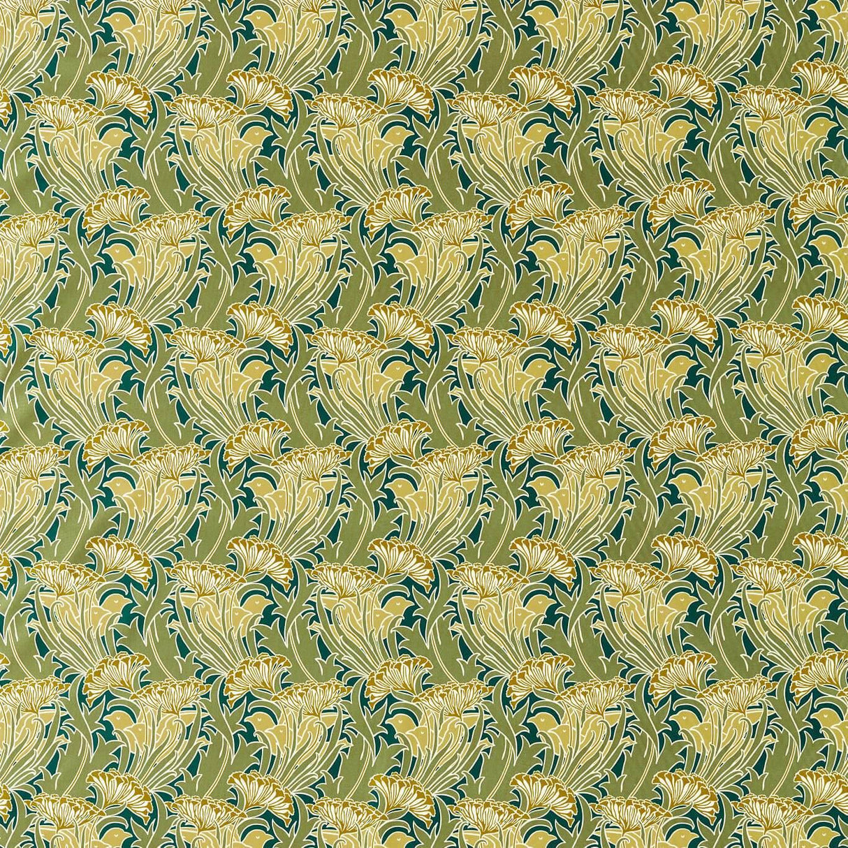 Morris & Co Laceflower Pistachio/Lichen Fabric