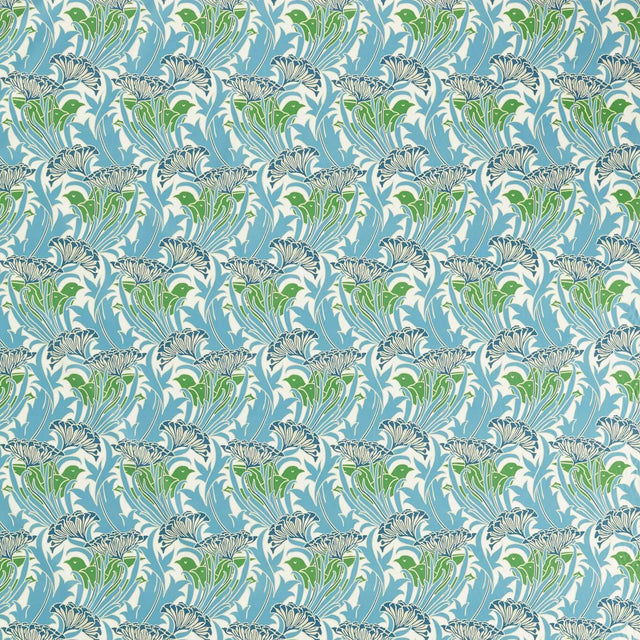 Morris & Co Laceflower Garden Green/Lagoon Fabric