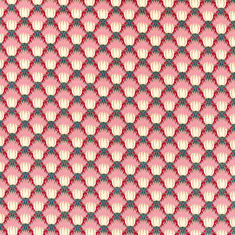 Morris & Co Tulip & Bird Amaranth & Blush Fabric