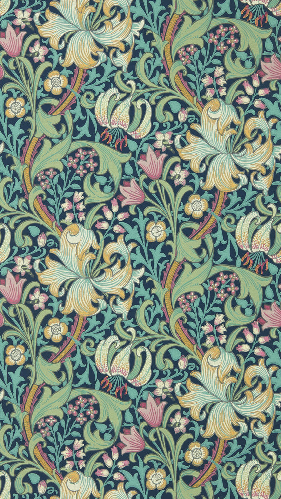 Morris & Co Golden Lily Galactic Ink Wallpaper