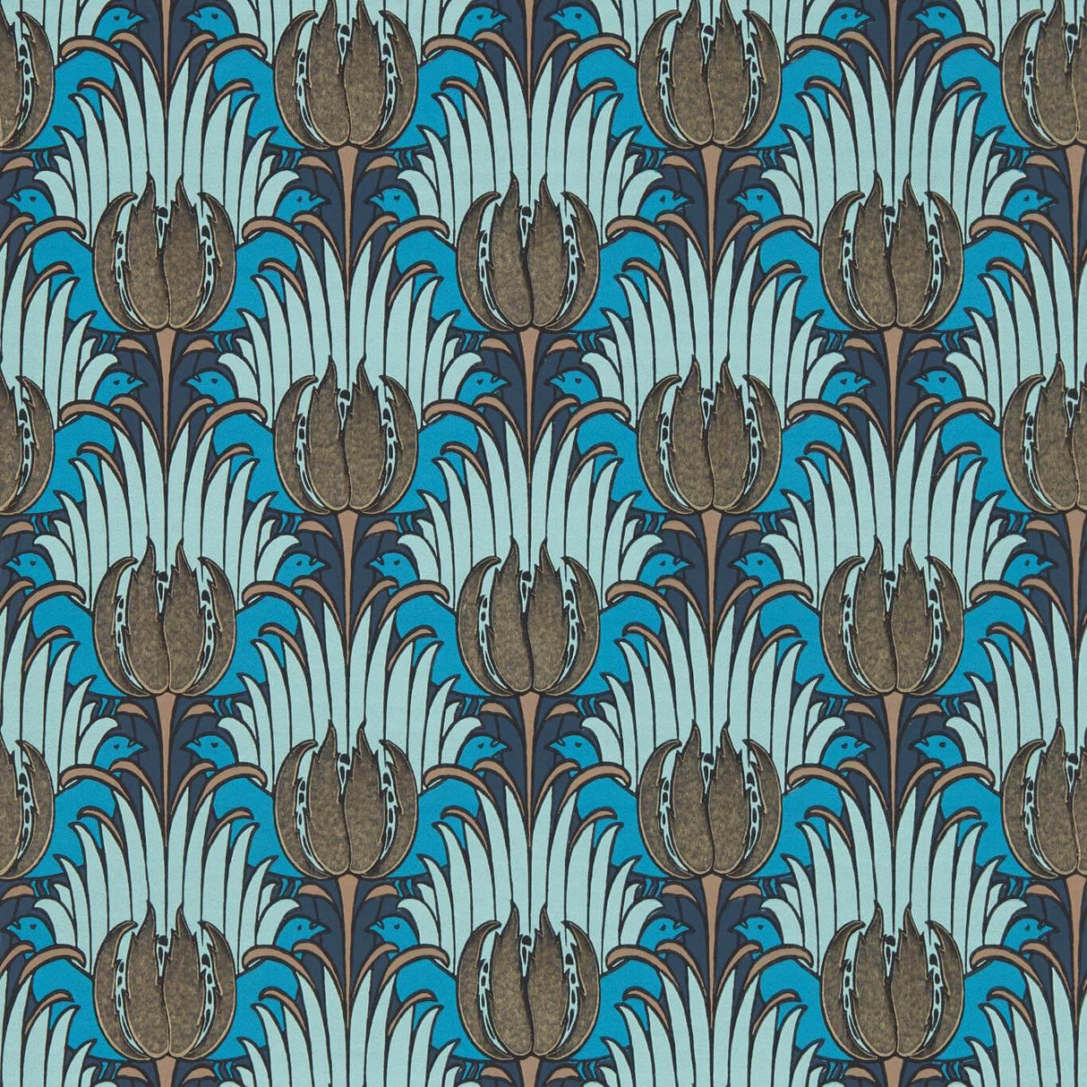 Morris & Co Tulip & Bird Opal & Seafoam Wallpaper