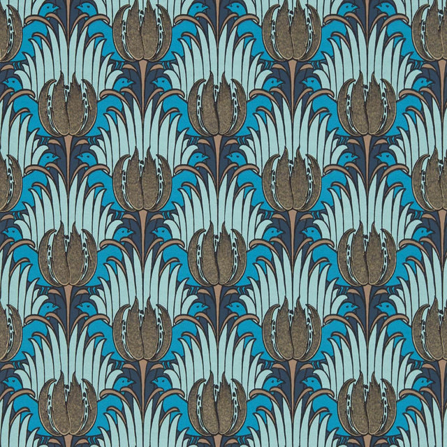 Morris & Co Tulip & Bird Opal & Seafoam Wallpaper