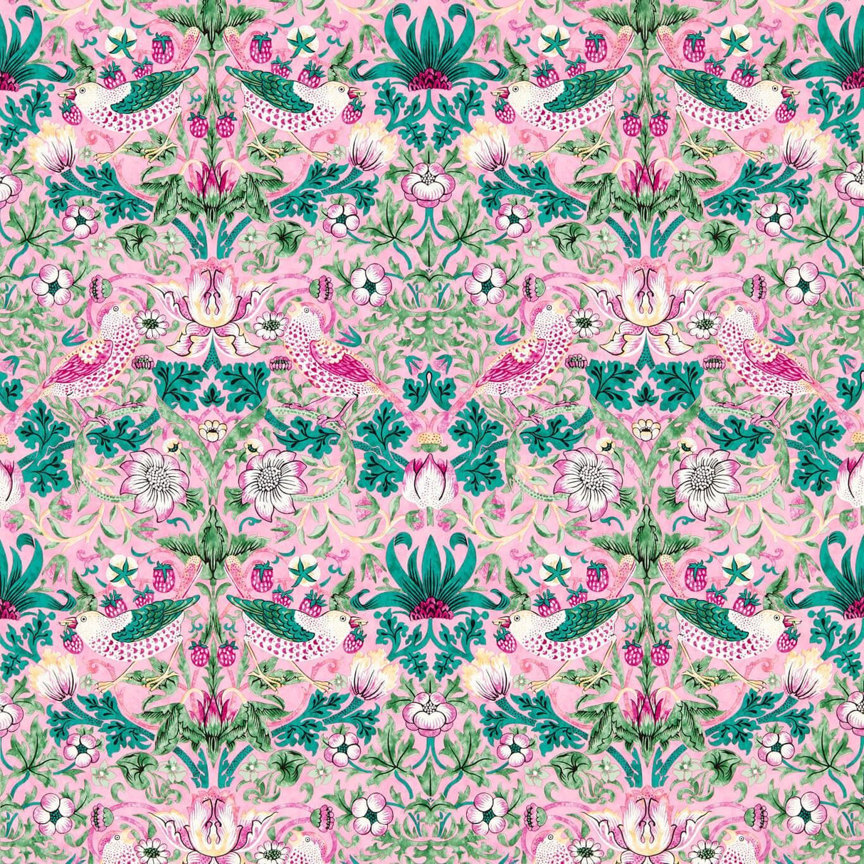 Morris & Co Strawberry Thief Miami Strip Wallpaper