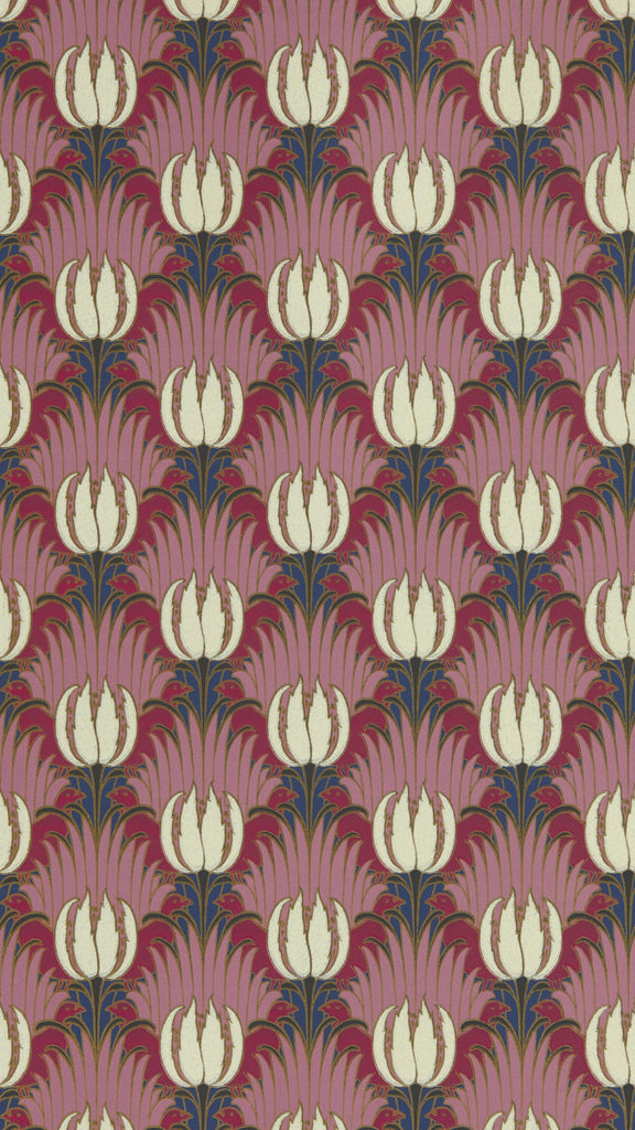 Morris & Co Tulip & Bird Amaranth & Blush Wallpaper