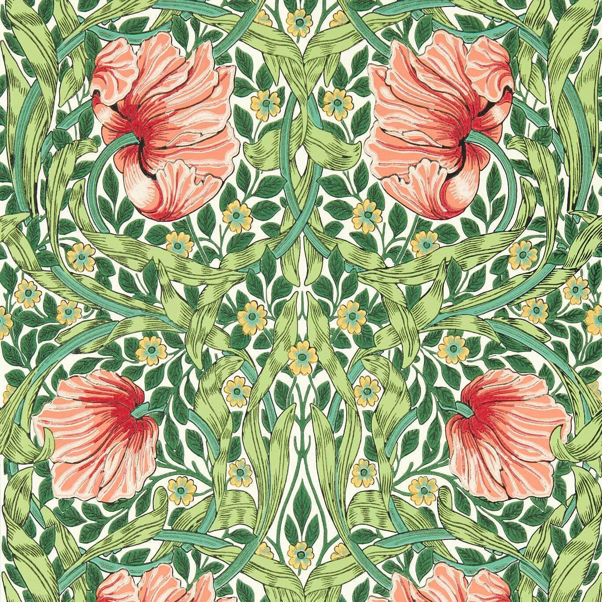 Morris & Co Pimpernel Shamrock/Watermelon Wallpaper