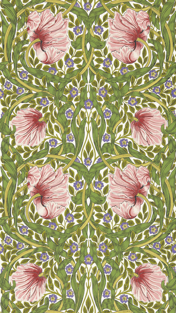 Morris & Co Pimpernel Sap Green/Strawberry Wallpaper